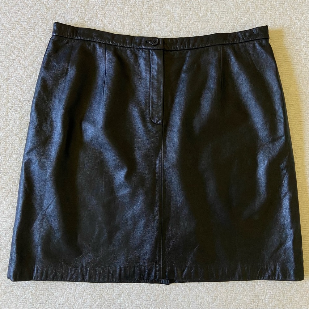 Apostrophe Black Leather Mini Skirt